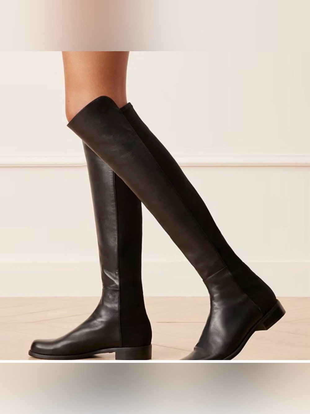 Stuart Weitzman 5050 Black Over-the-Knee Leather Boots, Size 9.5